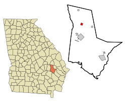 Location in Tattnall County and the state of جورجیا