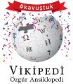 Το λογότυπο της Τουρκικής Βικιπαίδειας μετά την άρση της πρόσβασης. Από πάνω, μια κορδέλα με το χάσταγκ #kavuştuk που σημαίνει επανένωση