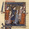 Martiri dels sants Guiu, Modest i Crescència, a un manuscrit francès del s. XIV