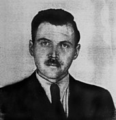 Photographie en noir et blanc d'un homme portant une moustache et une cravate.