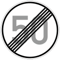 Common end of 50 km/h speed limit sign