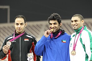 Saleh al-Haddad (Mitte) bei den Panarabischen Spielen 2011 in Doha