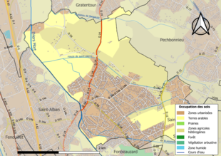 Carte en couleurs présentant l'occupation des sols.