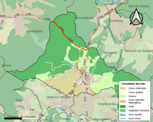 Carte en couleurs présentant l'occupation des sols.