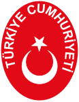 Turkiets statsvapen är mer som en logotyp. Det påminner om Turkiets flagga och texten Türkiye Cumhuriyeti kan översättas till Republiken Turkiet