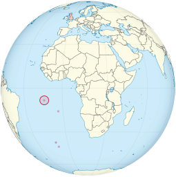 Umístění ostrova Ascension v jižním Atlantském oceánu