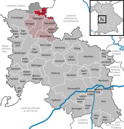 Läget för Auhausen i Landkreis Donau-Ries