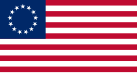 Die nach der Schöpferin „Betsy Ross“ genannte Version der Flagge der Vereinigten Staaten aus dem späten 18. Jahrhundert