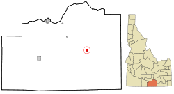 Location in Cassia County and the state of Idaho