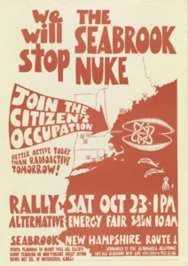 Poster for the Clamshell Alliance's first occupation of Seabrook Station Nuclear Power Plant, 1977 Clamshell oct77.png