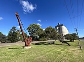 Railway crane and silos