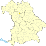 Ерланген на мапі Баварії