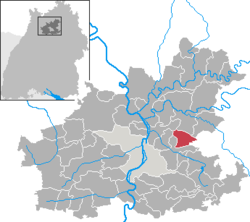 Elhelyezkedése Baden-Württemberg térképén