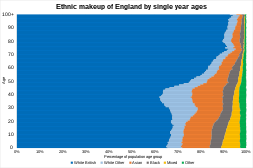 Ethnic makeup of England in single year age groups in 2021 Ethnic makeup of England in single year age groups in 2021.svg