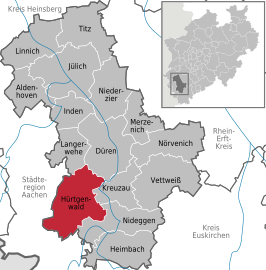 Kaart van Hürtgenwald (gemeente)