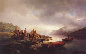 Likferd Pa Sognefjorden (Enterrament a Sognefjord, amb Hans Gude. 1853)
