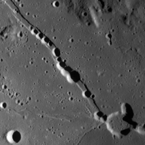 LRO image of Hyginus (lower right) and part of Rima Hyginus