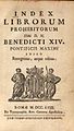 Index Librorum Prohibitorum del 1758.