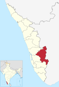 मानचित्र जिसमें इडुक्की ज़िला Idukki district ഇടുക്കി ജില്ല हाइलाइटेड है