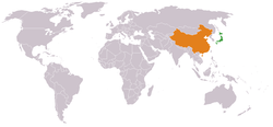 JapanとChinaの位置を示した地図