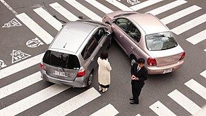 A car accident in Tokyo, Japan.