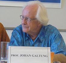 Johan Galtung, the founder of peace and conflict studies, held the world's first chair in that discipline at the University of Oslo 1969-1977 Johan Galtung.jpg