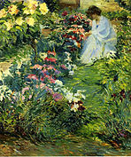 Vrou in een tuin