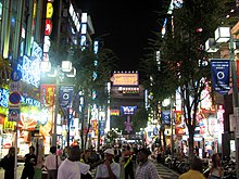 Kabukicho is Tokyo's entertainment district. Kabukicho at night 02.JPG