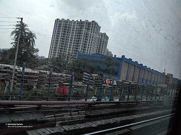 Kavi Subhash metro station orange line Complex as seen from blue line