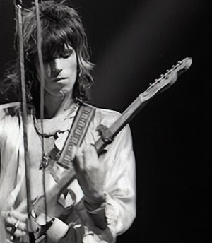 Keith Richards of the Rolling Stones in the ea...