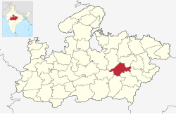 मध्यप्रदेश राज्यस्य मानचित्रे जबलपुर नगरम्