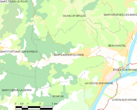 Mapa obce Saint-Laurent-du-Pape