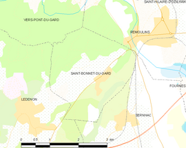 Mapa obce Saint-Bonnet-du-Gard