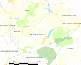 Mapa obce Andouillé-Neuville