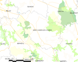 Mapa obce Saint-Junien-les-Combes