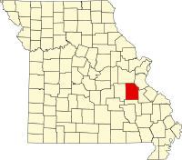 Map of Missouri highlighting Washington County