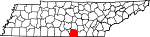 标示出富兰克林县位置的地图