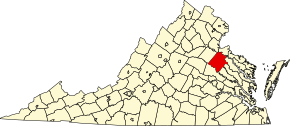 Localizare Comitatului Caroline în statul Virginia