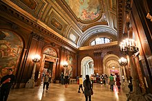 The entrance to the Bill Blass Public Catalog Room (bottom left) through the McGraw Rotunda McGraw Rotunda, New York Public Library Main Branch.jpg