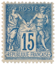 Франция (1892): тип II («N» под «U»), 15 сантимов (Mi #83; Yt #101)
