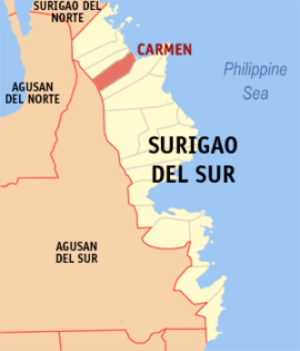 Carmen na Surigao do Sul Coordenadas : 9°13'44"N, 126°1'0"E