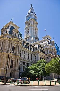 Looking up at Philadelphia City Hall