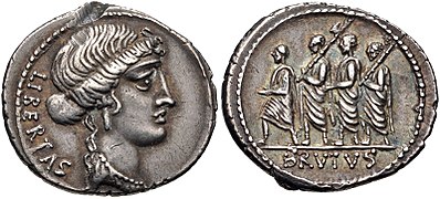 54 BC, Marcus Junius Brutus (Libertas/Lucius Brutus with lictors).