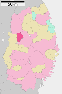 Takizawas läge i Iwate prefektur