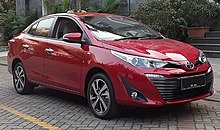 The Toyota Vios has been the best-selling car in the Philippines from 2008 until 2016, and again since 2018. ViosNSP151G3R3FR (cropped).jpg