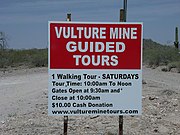 Entrance to Vulture Mine and Vulture City ghost town. It is listed as historic by the Wickenburg Chamber of Commerce Wickenburg.