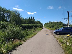 Начало 1-й Железнодорожной улицы возле станции