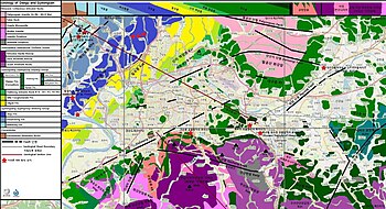 대구광역시의 지질. 파란색이 진주층