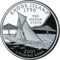 State Quarter de Rhode Island avec le Claiborne Pell Newport Bridge.