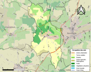 Carte en couleurs présentant l'occupation des sols.